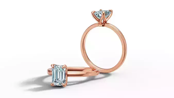 7x5 Emerald Solitaire Engagement Ring 1ct Stone Tulip Head