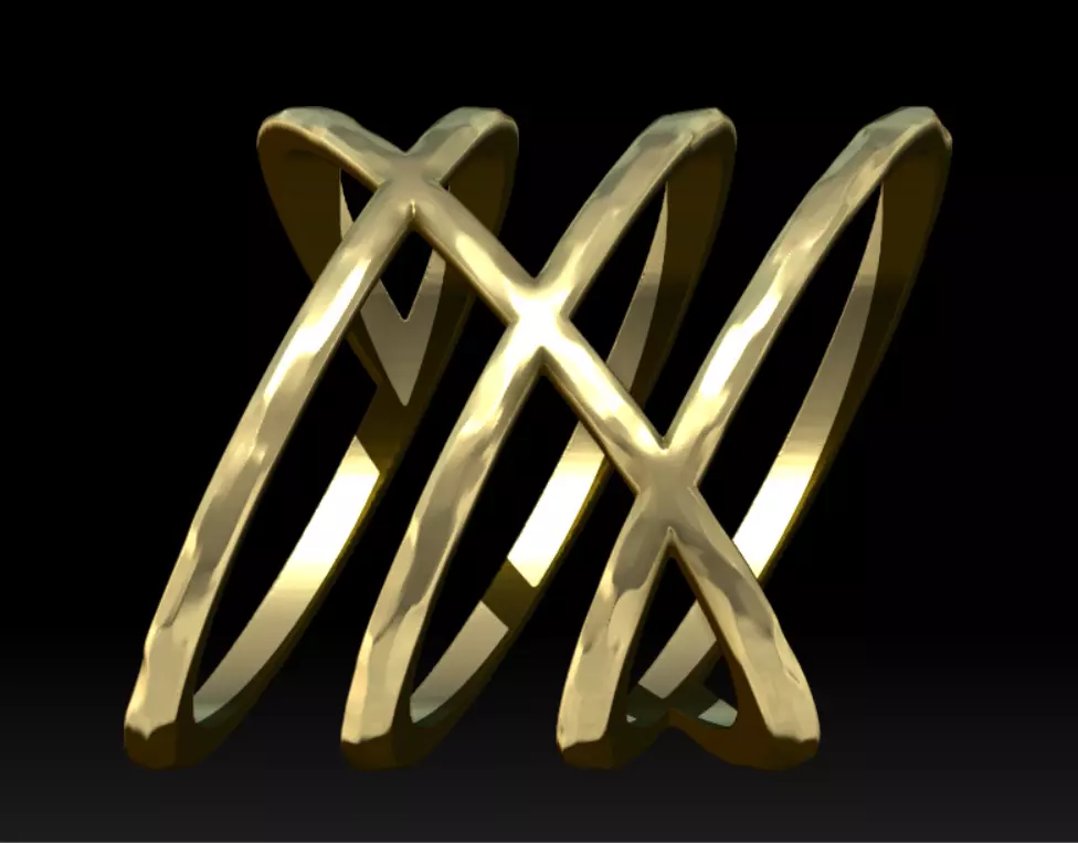delicate wide intertwined ring with texture 3D print model