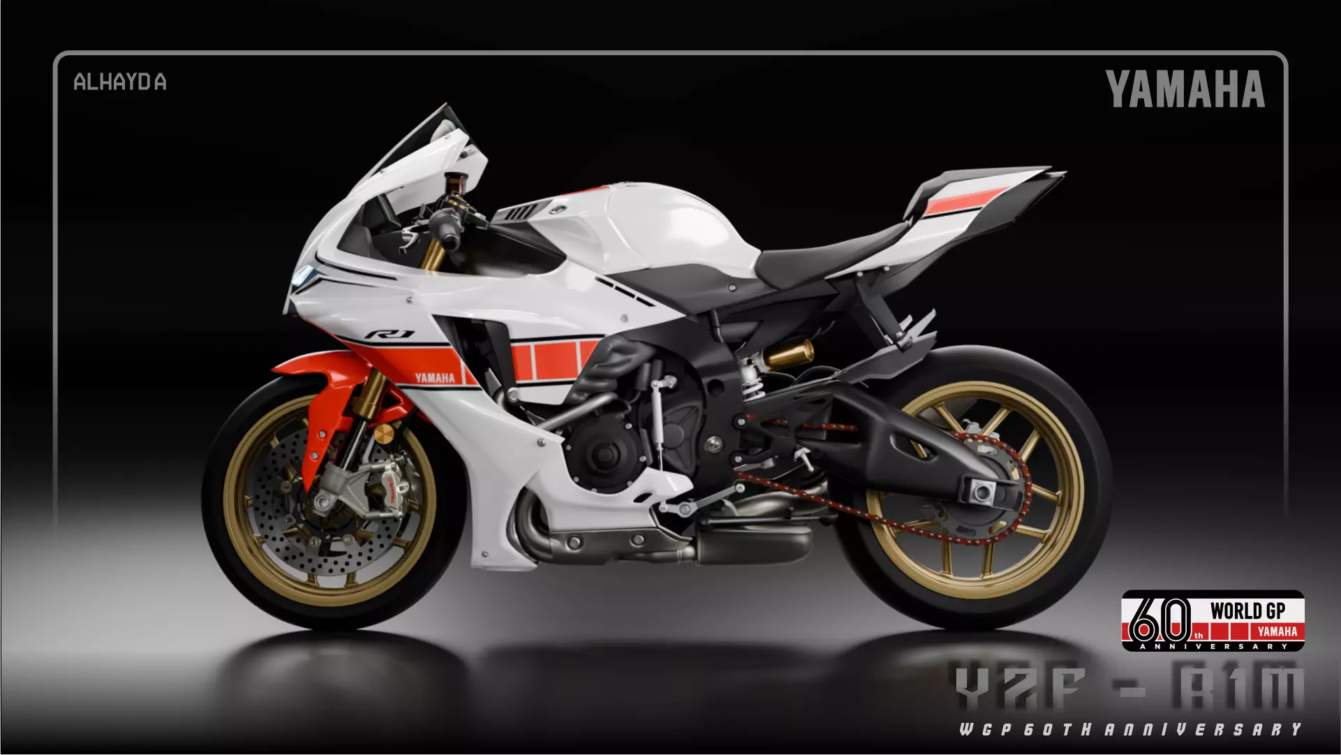 3D model 2022 Yamaha YZF-R1 WGP 60th Anniversary Edition VR / AR