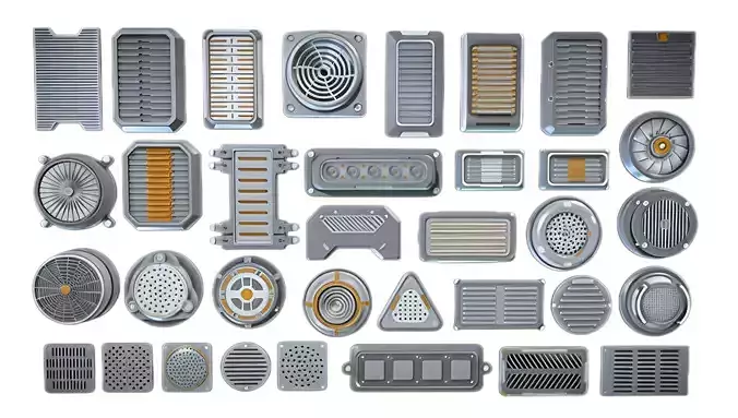 Sci Fi Vents Fans Kitbash Pack 200