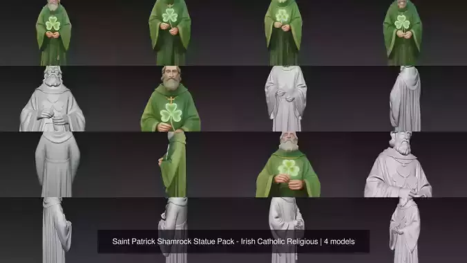 Saint Patrick Shamrock Statue Pack - Irish Catholic Religious
