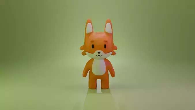 Cute 3D Cartoon Fox Character  Stylized Mascot Toy Figure  