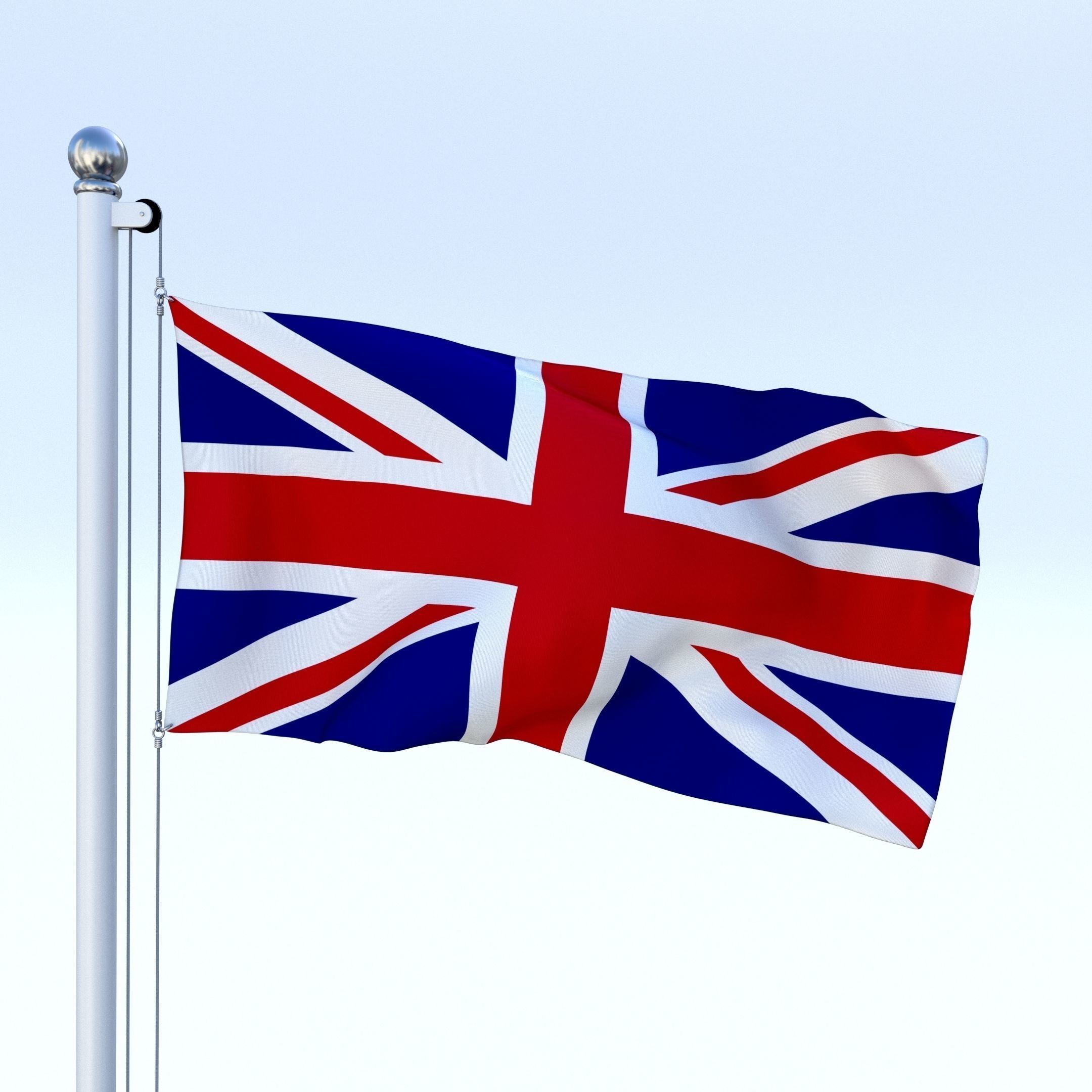 Anmated Great Britain Flag Low-poly 3D model_2