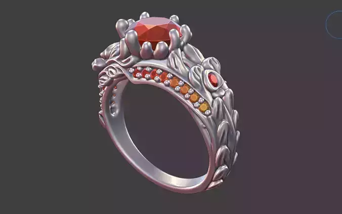 FLOWING LEAF ROSE PAVE ENGAGEMENT RING