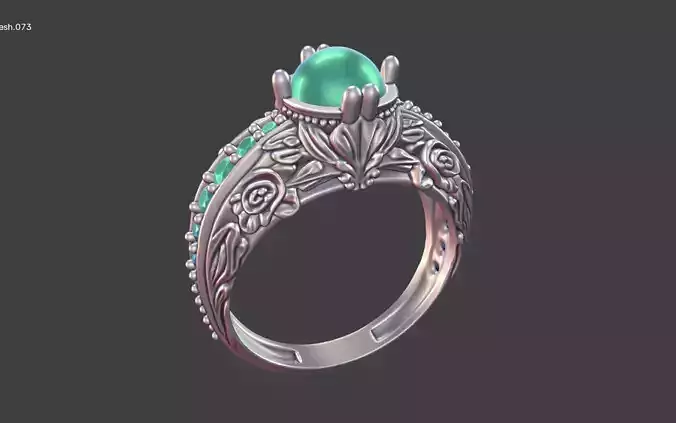 ROSE PAVE CABOCHON NATURE INSPIRED RING