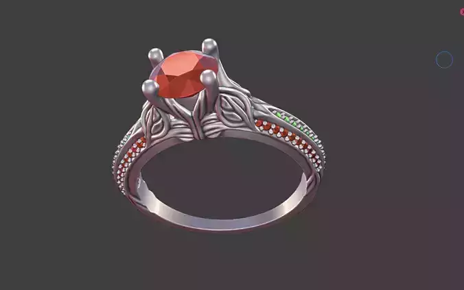 ELEGANT LEAF PAVE ENGAGEMENT RING