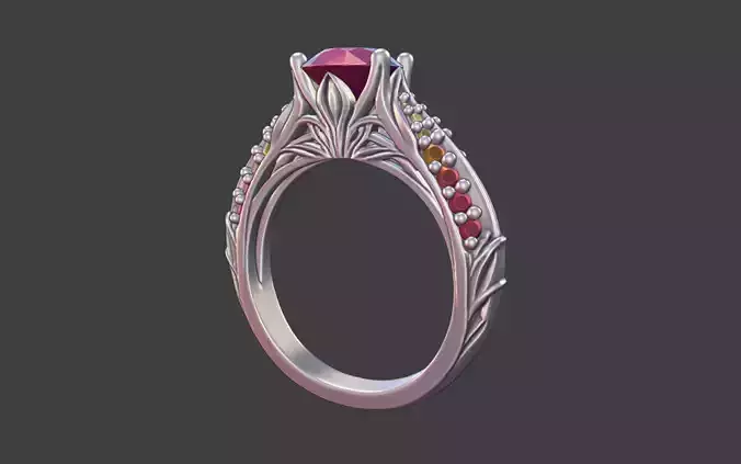 MINIMAL NATURE-INSPIRED PAVE ENGAGEMENT RING