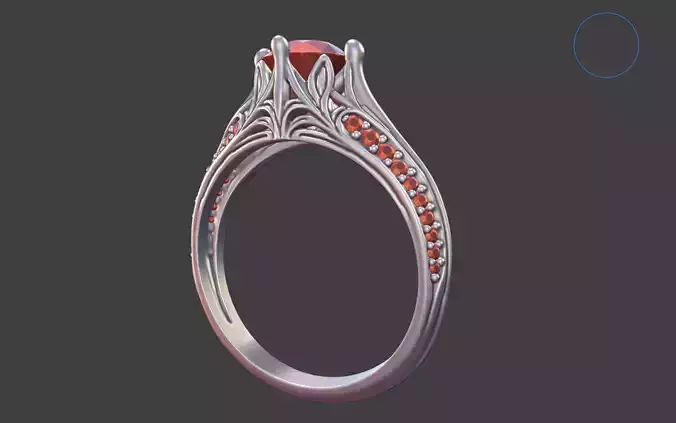 NARROW LEAF FLOWING PAVE ENGAGEMENT RING