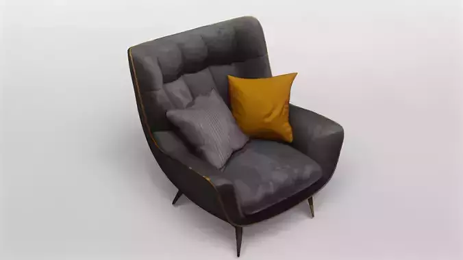 Modern Charcoal Lounge Armchair with Cushions