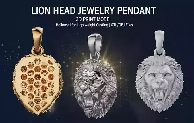 Lion Head Jewelry Pendant -   Print-Ready 