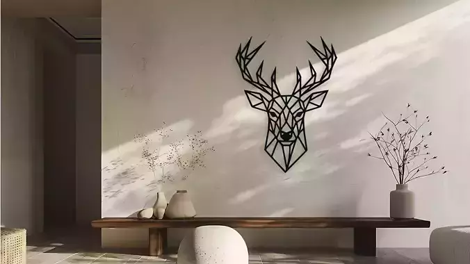 Geometric Deer Head Wall Decor Art
