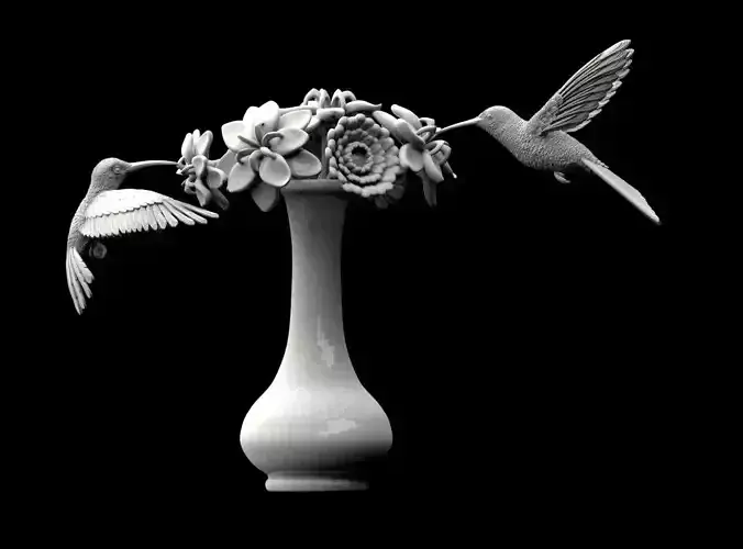 humming bird and flowers