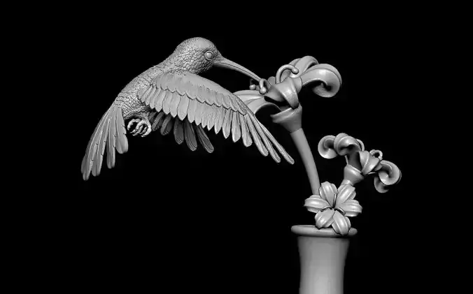 humming bird and flowers