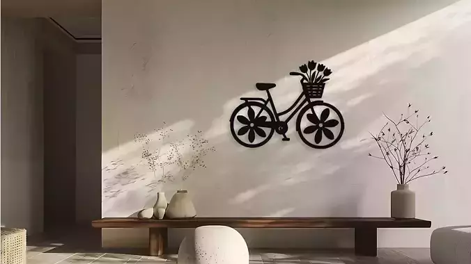 Bicycle with Flowers Wall Decor Art