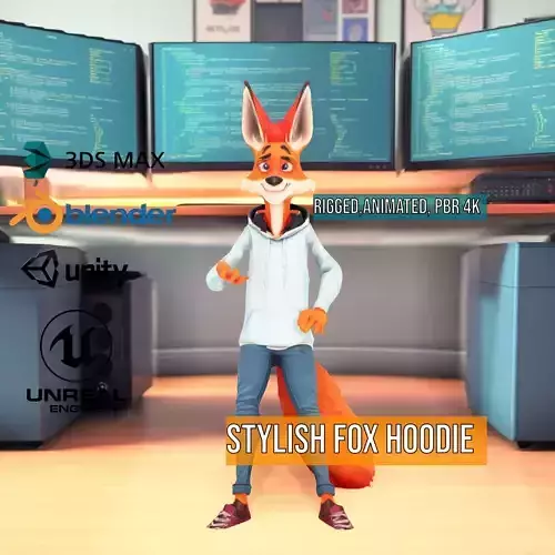 Stylish Fox Hoodie model pack