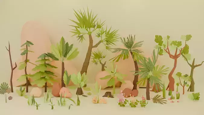 Tropical Nature Low-Poly 3D Pack