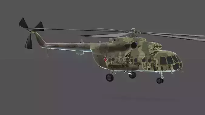 Mil Mi-8MT Hip Helicopter 3D Model Soviet Russian Transport