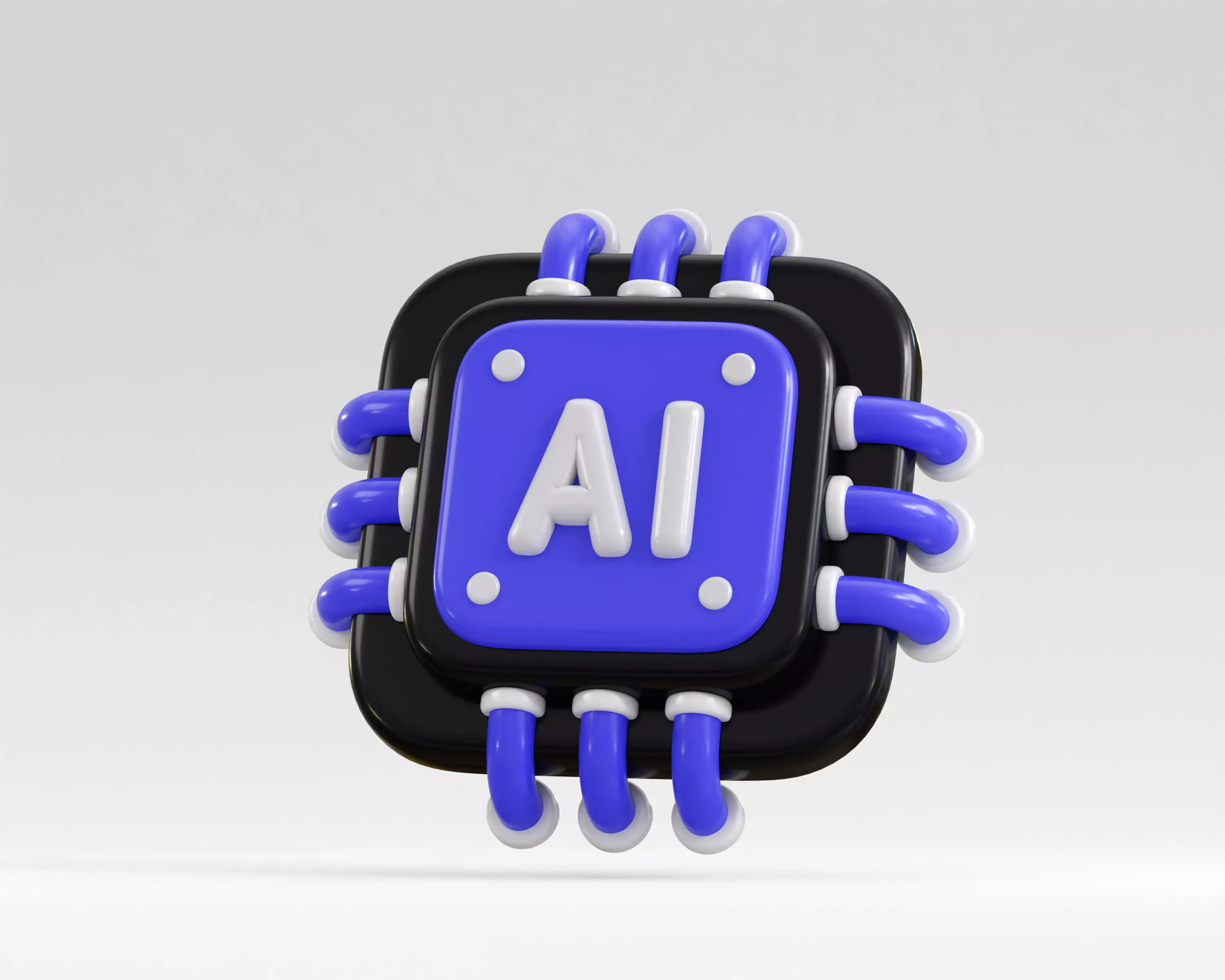 Cartoon Artificial Intelligence AI Chip Low-poly 3D model