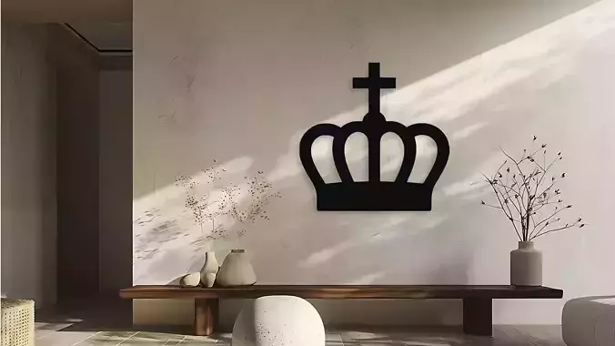 Crown with Cross Wall Decor Art