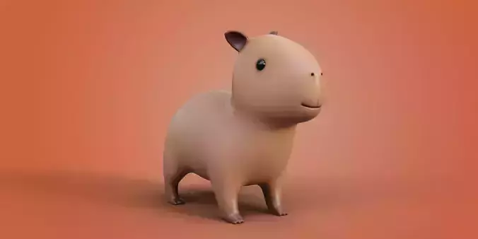 Stylized Low-Poly Capybara  Game-Ready 3D Model