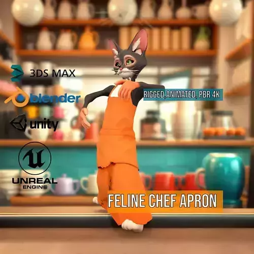 Feline Chef Apron model pack
