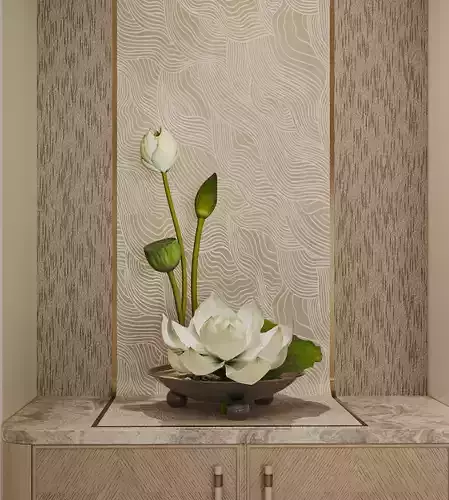 Lotus ikebana arrangement