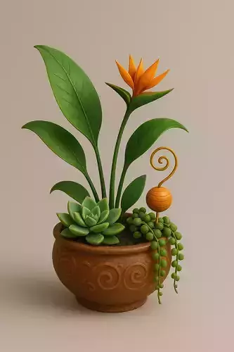 Stylized Tropical Succulent Arrangement- Bird of Paradise 