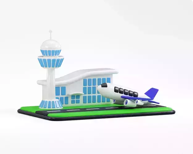 Cartoon Airport with Plane