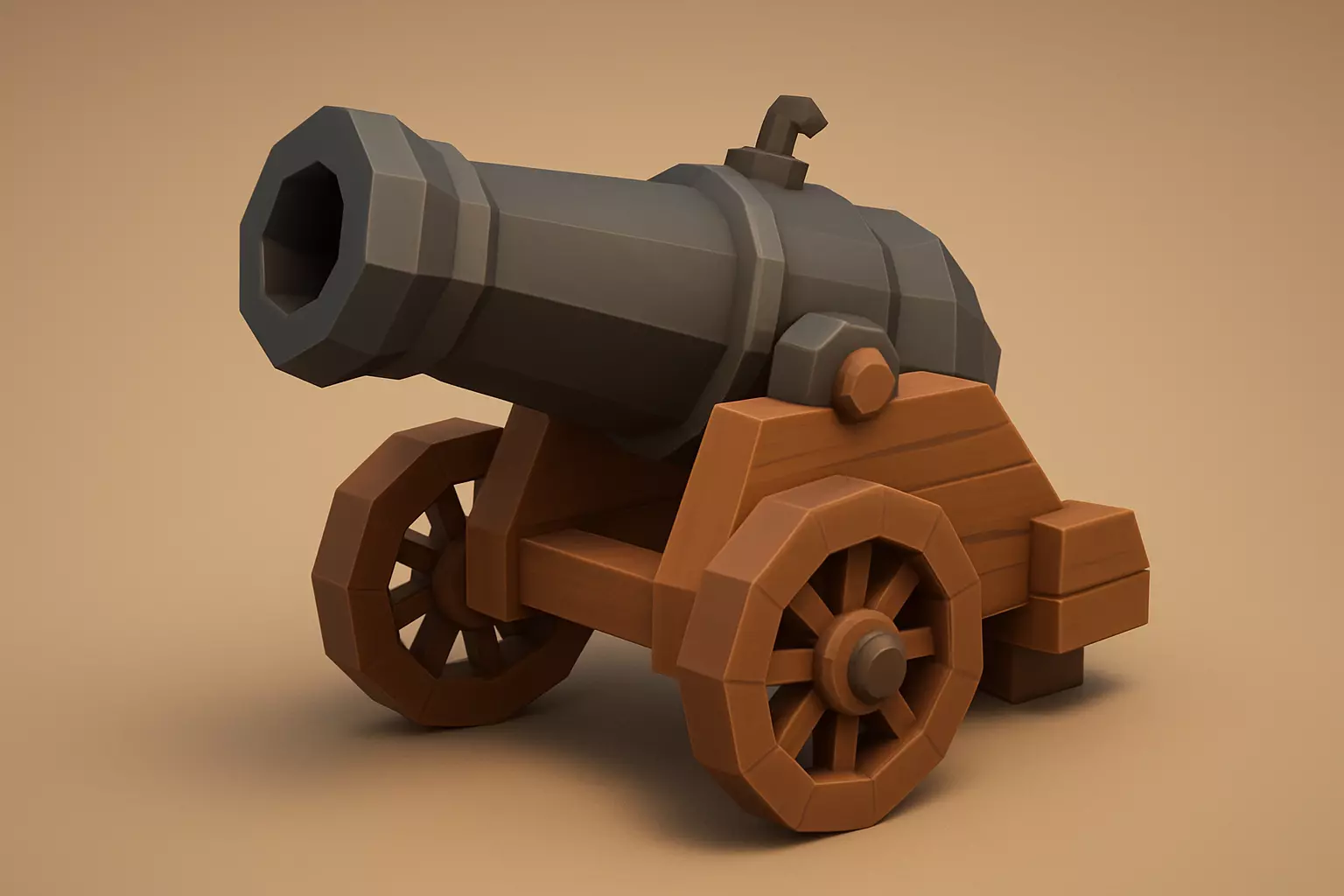 Low Poly Stylized Cannon Game-Ready 3D Model 3D print model