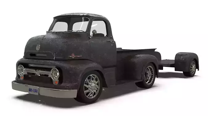 Mexican Style COE Pickup Truck with Motorcycle Trailer