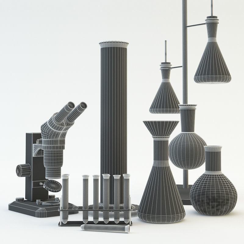 Lab equipment set Low-poly 3D model_3