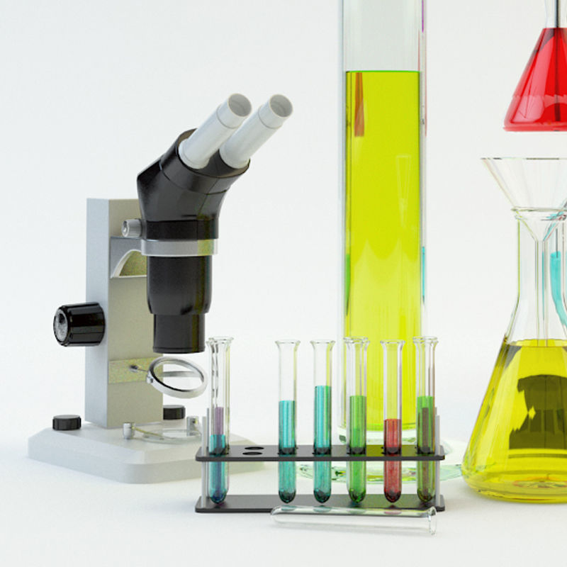 Lab equipment set Low-poly 3D model_2