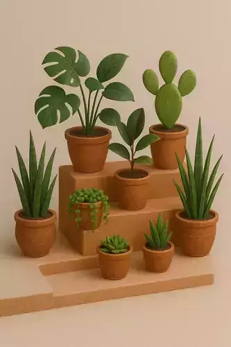 Stylized Potted Plant - Succulent Mega Pack-8 Unique Assets