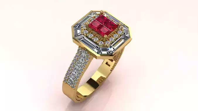 Band Solitaire Ring Jewelry model - for Him