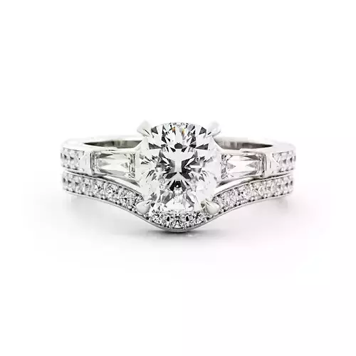 Square Cushion Engagement Ring Set Solitaire 3DM 3D print model