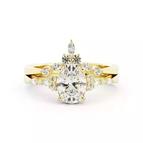 Oval Solitaire With Cluster Accent and jacket set 3DM