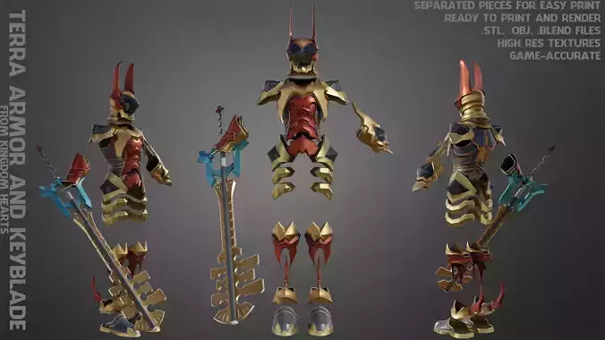 Kingdom Hearts Terra Full Armor And Keyblade for Cosplay