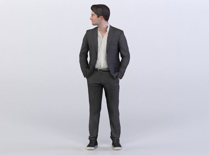 Berkan 0111 Man in a Suit standing, Looking over his Shoulder