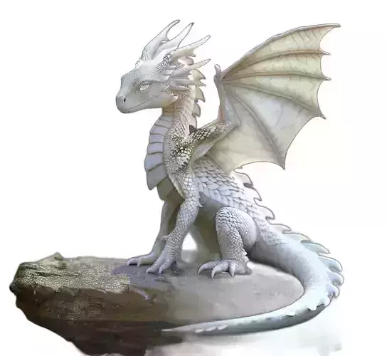 White Baby Dragon Statue