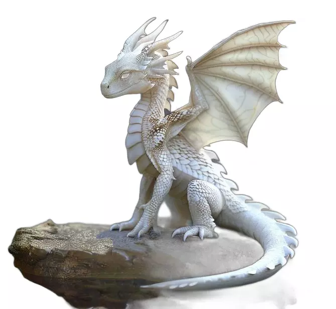 White Baby Dragon Statue 3D model