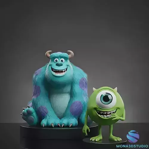 Mike and Sulley - Monsters  Inc Inspired 3D Resin Print Models