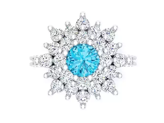 Round stone triple halo engagement ring 3dm