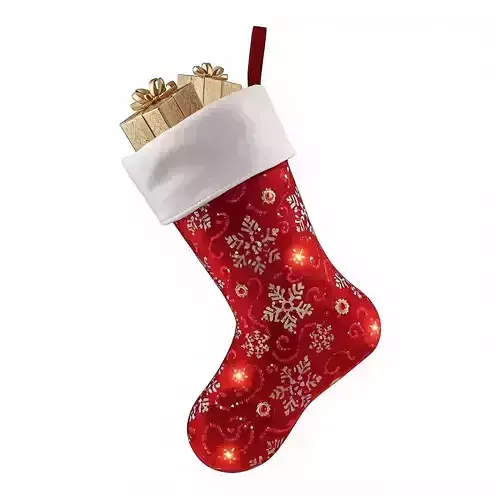 Luxury Christmas Stocking 3D Model Festive Holiday Prop