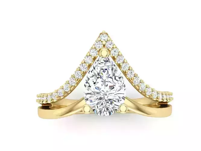 Pear Shape Ring Set Engagement Solitaire 3DM
