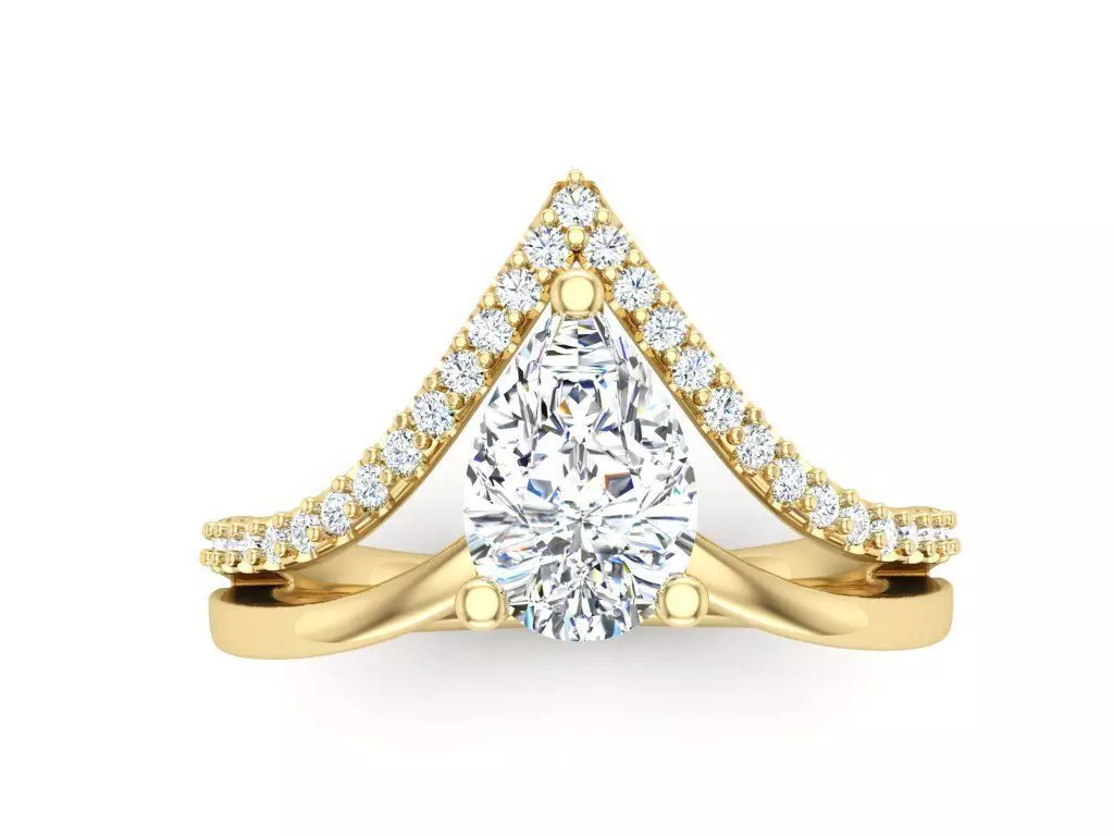 Pear Shape Ring Set Engagement Solitaire 3DM 3D print model