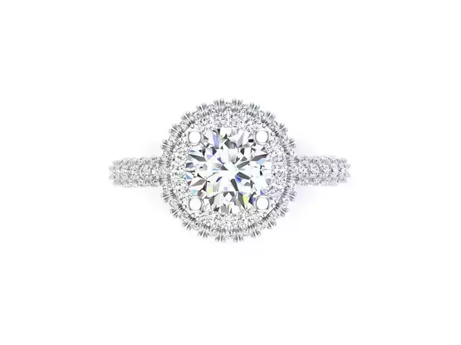 Round Engagement Ring Solitaire With Halo Ring 3dm