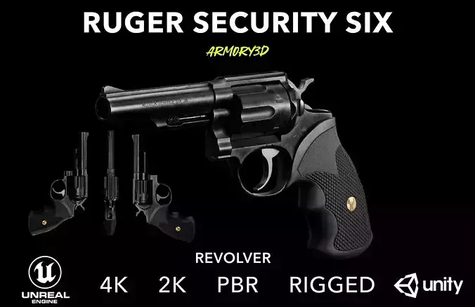 Game Ready Ruger Security Six Revolver PBR Rigged