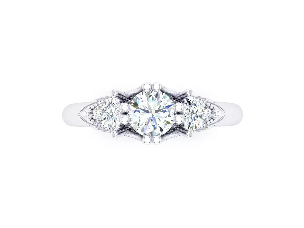 Round Diamond Ring With Beaded Design 3dm 3D print model