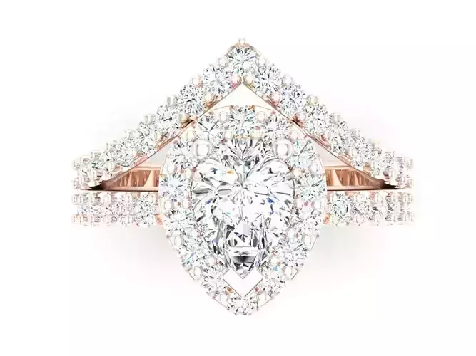 Pear Engagement Ring Halo Wedding Bridal Set 3dm