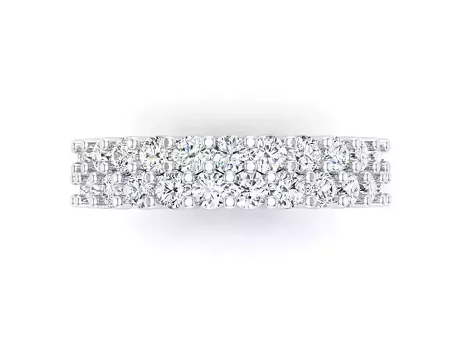Two Row Diamond Wedding Band Womens Bridal 3dm